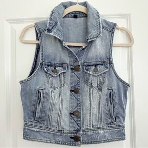 Light Wash Distressed Denim Vest - Country Concert, Boho Western, Desert Revival